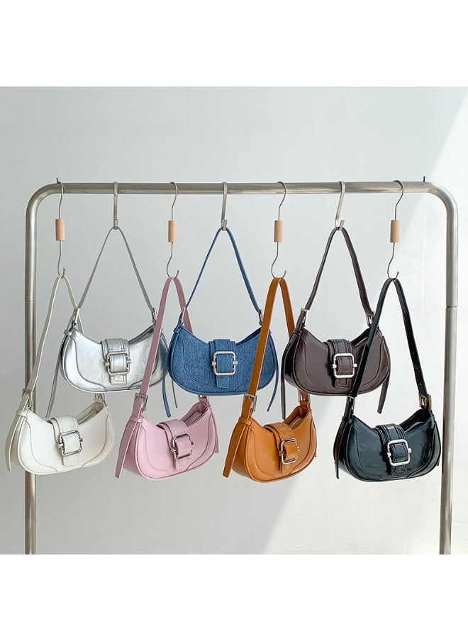 Korean Creative Shoulder Underarm Bag Commuting Fashion Niche Baguette Crescent Bag Advanced Sense