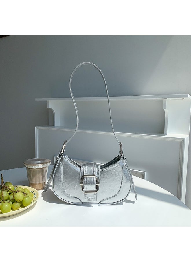 Korean Creative Shoulder Underarm Bag Commuting Fashion Niche Baguette Crescent Bag Advanced Sense