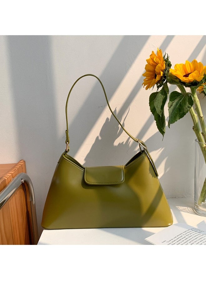 Deluxe Soft Leather Baguette Shoulder Bag Fashion Temperament Retro Tote Daily Commute Underarm Bag
