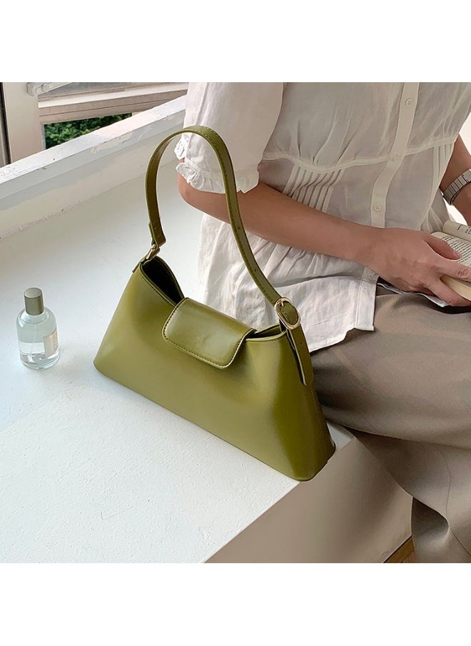 Deluxe Soft Leather Baguette Shoulder Bag Fashion Temperament Retro Tote Daily Commute Underarm Bag