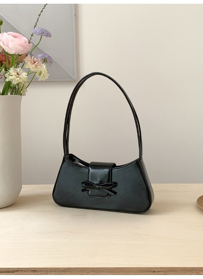 Korean Bag Women's Bag Single Shoulder Baguette Bag Fashion Minimalist Bow Underarm Bag