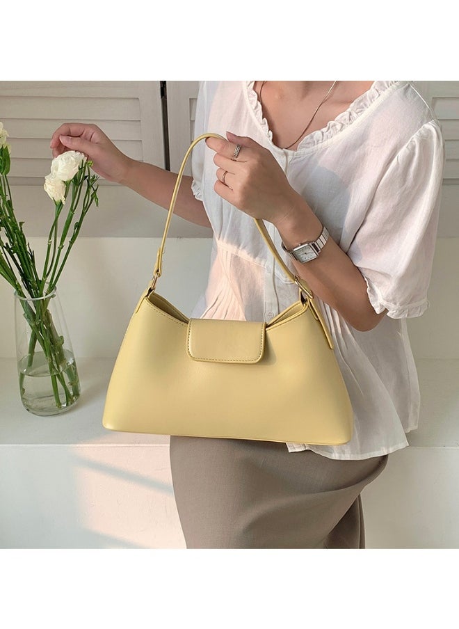Deluxe Soft Leather Baguette Shoulder Bag Fashion Temperament Retro Tote Daily Commute Underarm Bag