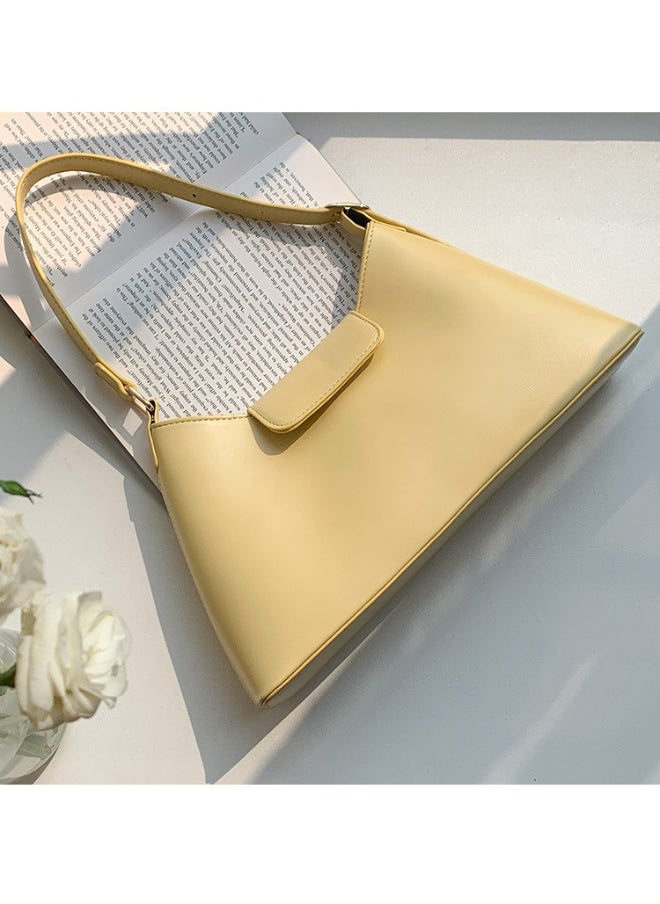 Deluxe Soft Leather Baguette Shoulder Bag Fashion Temperament Retro Tote Daily Commute Underarm Bag