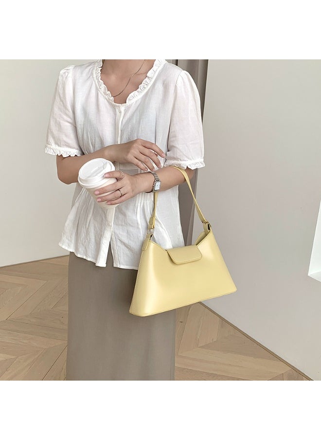 Deluxe Soft Leather Baguette Shoulder Bag Fashion Temperament Retro Tote Daily Commute Underarm Bag