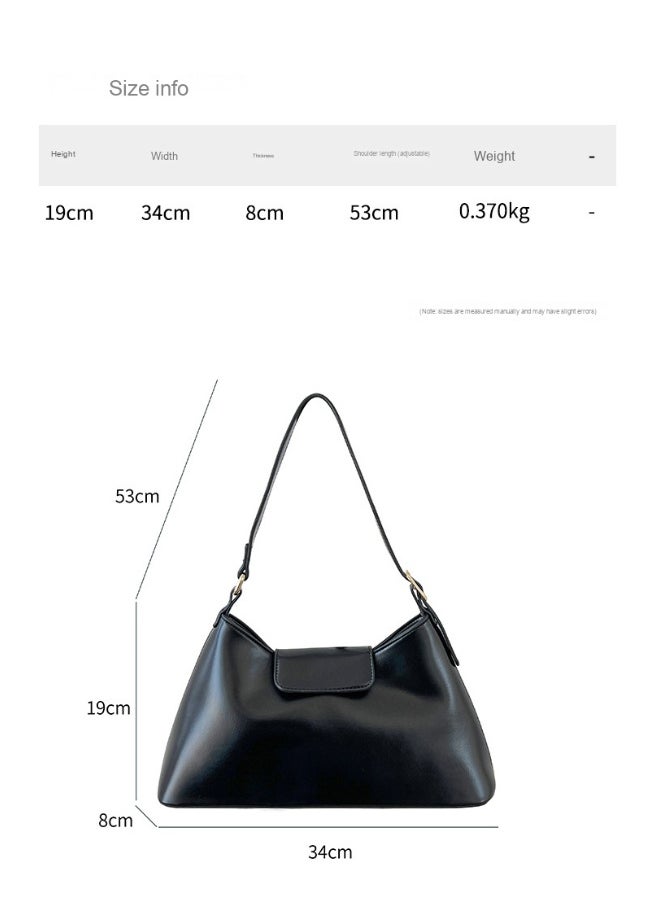 Deluxe Soft Leather Baguette Shoulder Bag Fashion Temperament Retro Tote Daily Commute Underarm Bag