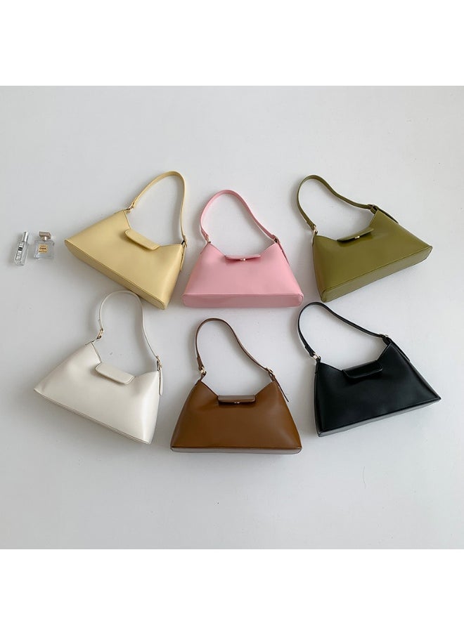 Deluxe Soft Leather Baguette Shoulder Bag Fashion Temperament Retro Tote Daily Commute Underarm Bag