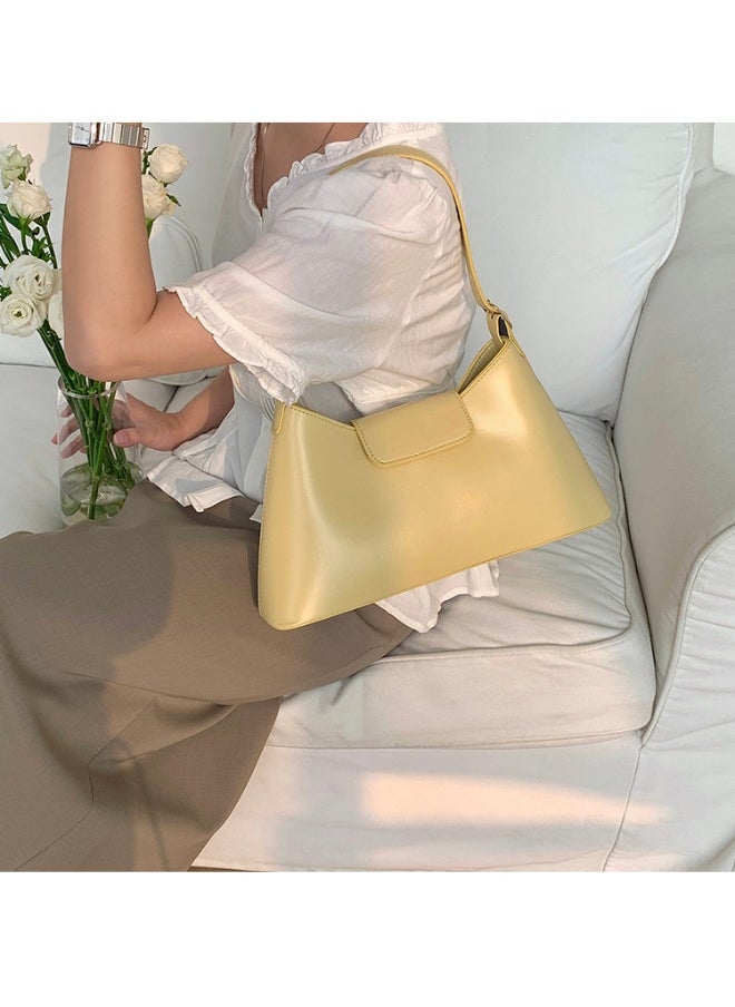 Deluxe Soft Leather Baguette Shoulder Bag Fashion Temperament Retro Tote Daily Commute Underarm Bag