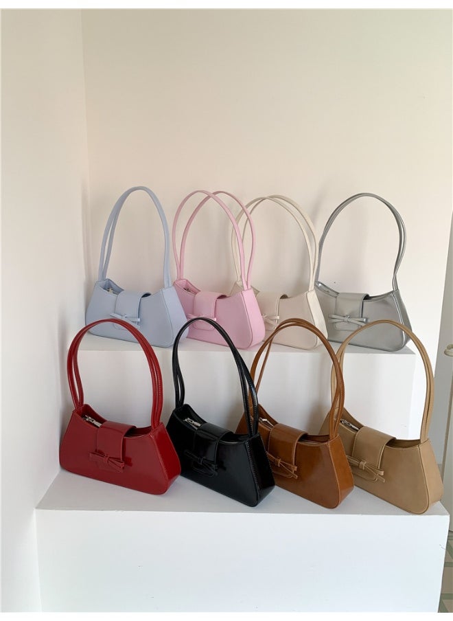 Korean Bag Women's Bag Single Shoulder Baguette Bag Fashion Minimalist Bow Underarm Bag