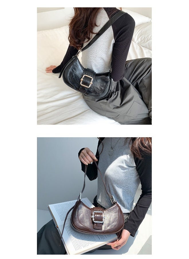 Korean Creative Shoulder Underarm Bag Commuting Fashion Niche Baguette Crescent Bag Advanced Sense