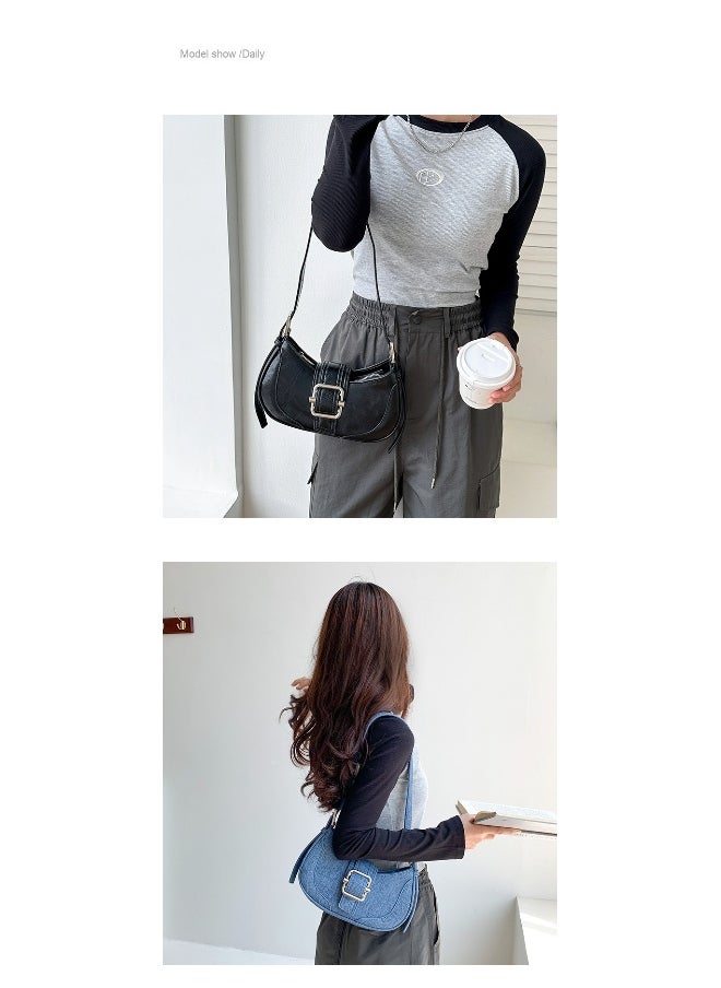 Korean Creative Shoulder Underarm Bag Commuting Fashion Niche Baguette Crescent Bag Advanced Sense