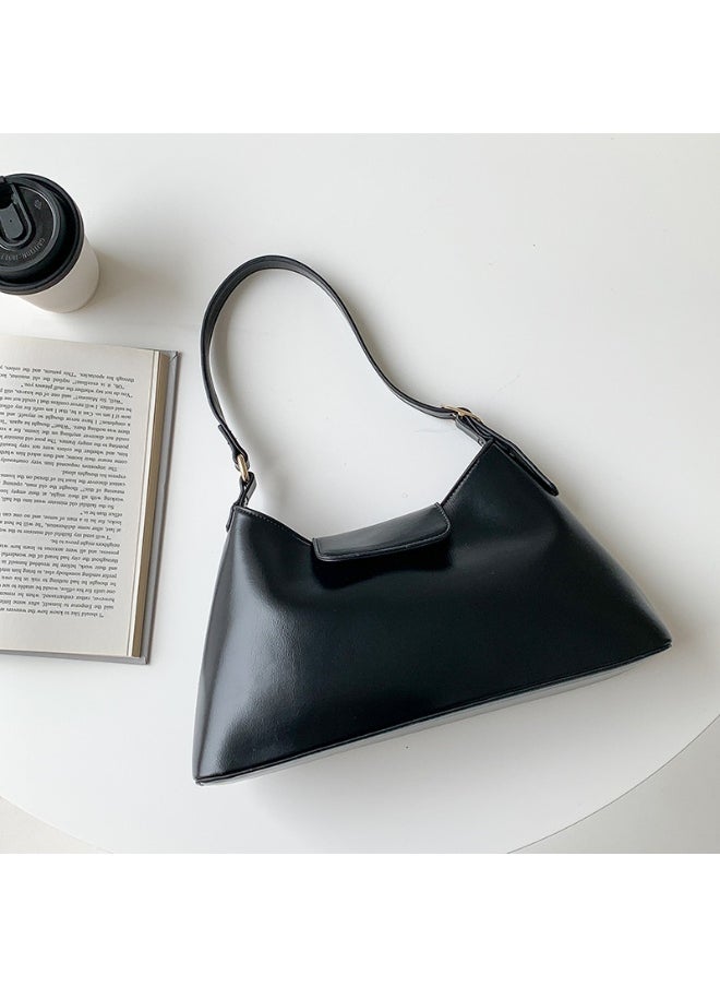 Deluxe Soft Leather Baguette Shoulder Bag Fashion Temperament Retro Tote Daily Commute Underarm Bag