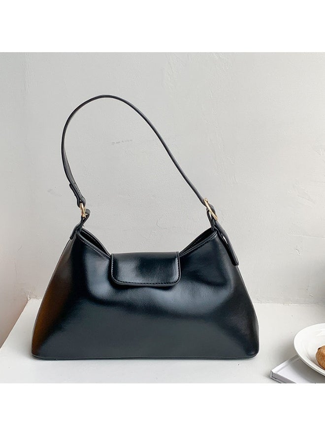 Deluxe Soft Leather Baguette Shoulder Bag Fashion Temperament Retro Tote Daily Commute Underarm Bag