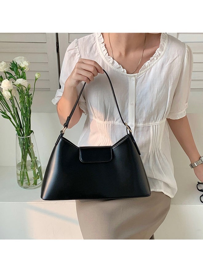 Deluxe Soft Leather Baguette Shoulder Bag Fashion Temperament Retro Tote Daily Commute Underarm Bag