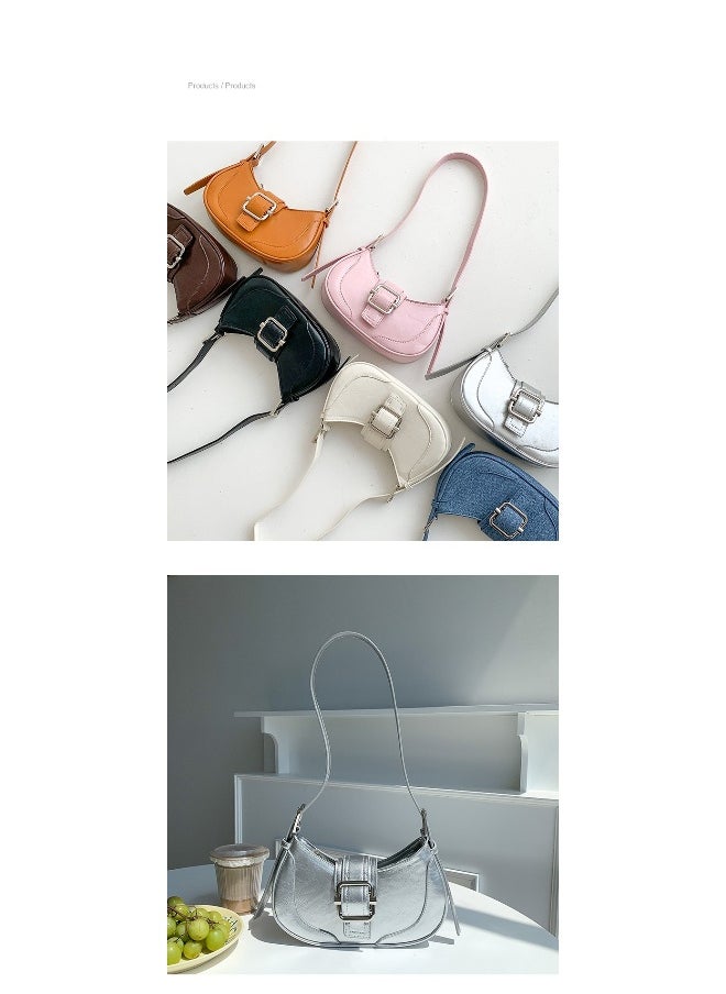 Korean Creative Shoulder Underarm Bag Commuting Fashion Niche Baguette Crescent Bag Advanced Sense
