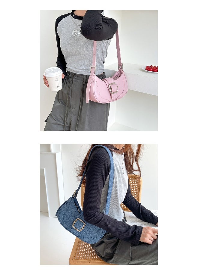 Korean Creative Shoulder Underarm Bag Commuting Fashion Niche Baguette Crescent Bag Advanced Sense