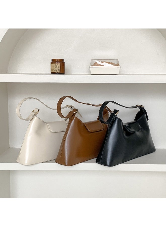 Deluxe Soft Leather Baguette Shoulder Bag Fashion Temperament Retro Tote Daily Commute Underarm Bag