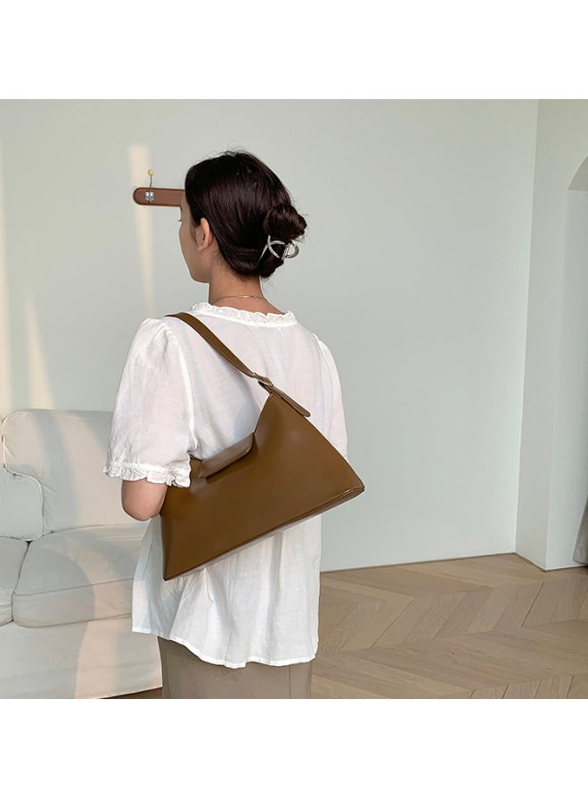 Deluxe Soft Leather Baguette Shoulder Bag Fashion Temperament Retro Tote Daily Commute Underarm Bag
