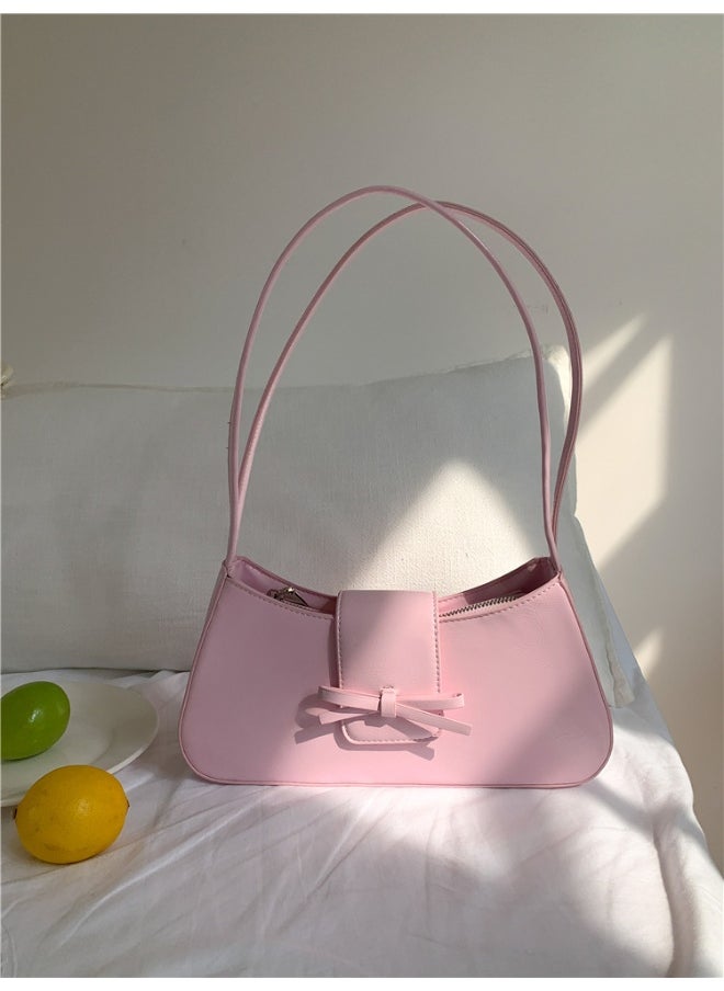 Korean Bag Women's Bag Single Shoulder Baguette Bag Fashion Minimalist Bow Underarm Bag