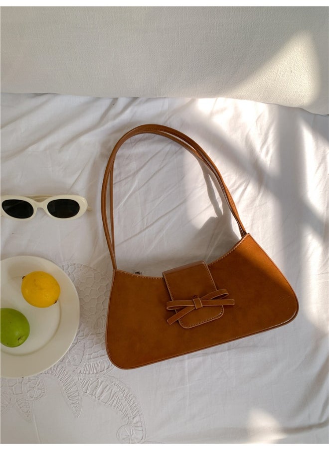 Korean Bag Women's Bag Single Shoulder Baguette Bag Fashion Minimalist Bow Underarm Bag