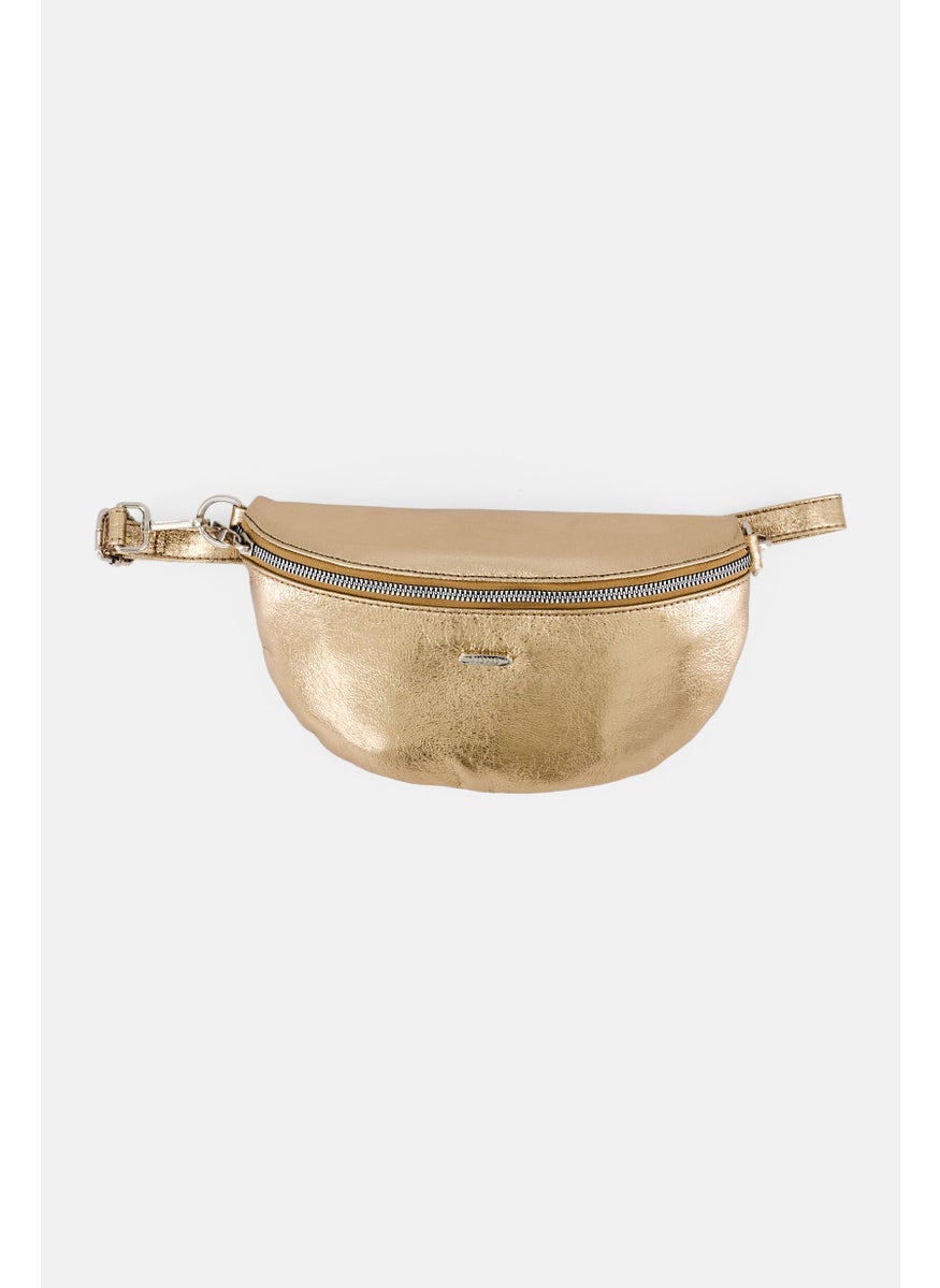 Women Brand Logo Fanny Pack, Gold