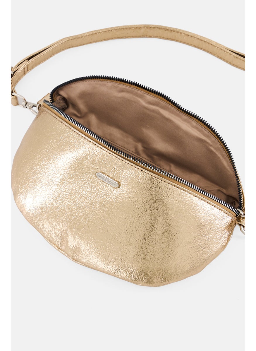 Women Brand Logo Fanny Pack, Gold