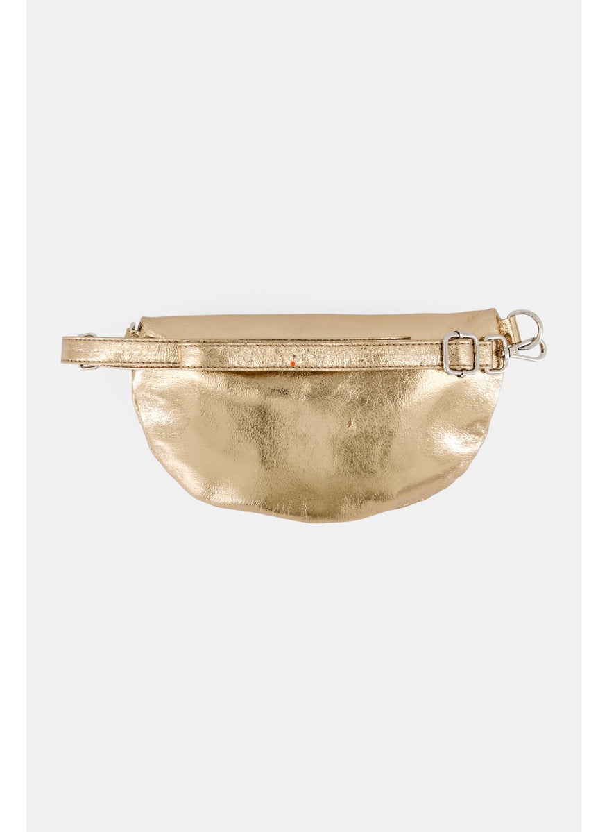 Women Brand Logo Fanny Pack, Gold