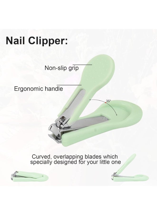 Mumoo Bear Baby Nail Clippers, 4-in-1 Safe Baby Nail Kit with Cute Case, Nail Clipper, Scissors, Tweezers, Baby Nail File Set for Newborn, Infant, Toddler and Kids-Owl Green