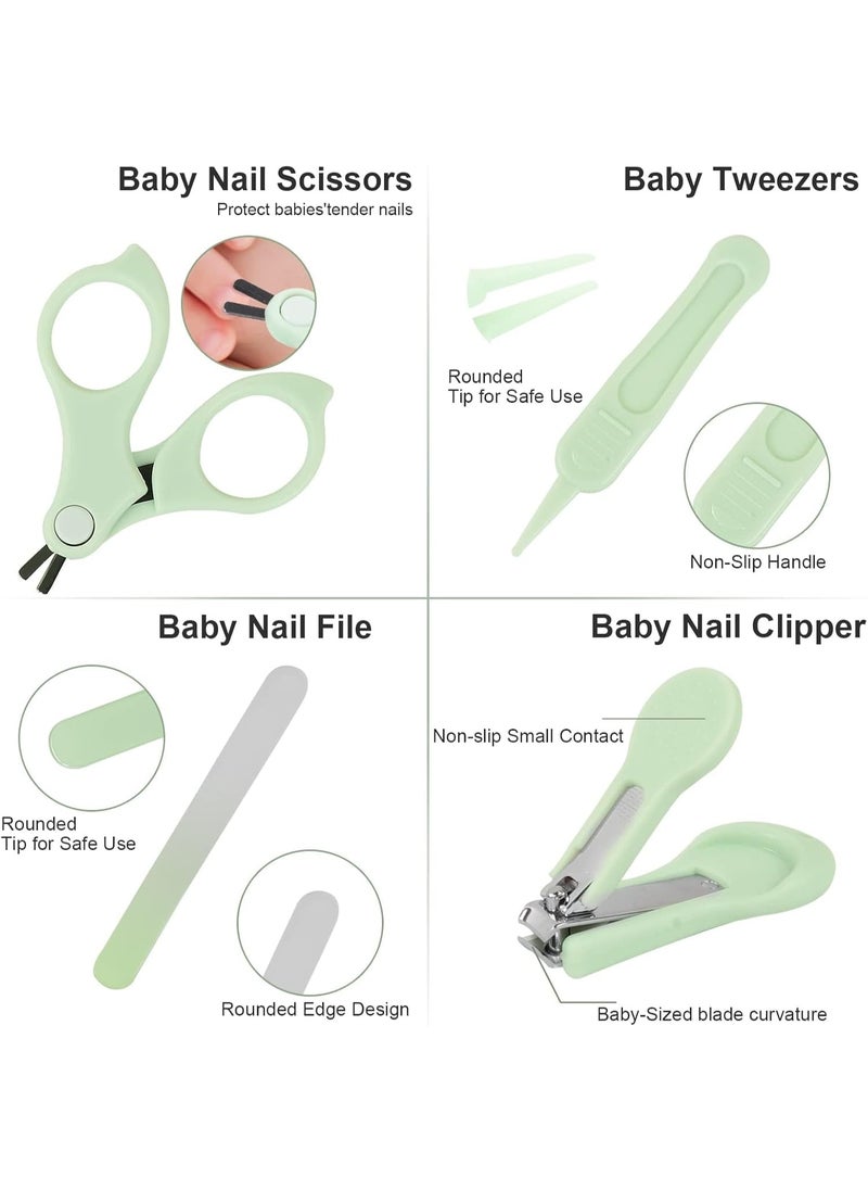 Mumoo Bear Baby Nail Clippers, 4-in-1 Safe Baby Nail Kit with Cute Case, Nail Clipper, Scissors, Tweezers, Baby Nail File Set for Newborn, Infant, Toddler and Kids-Owl Green