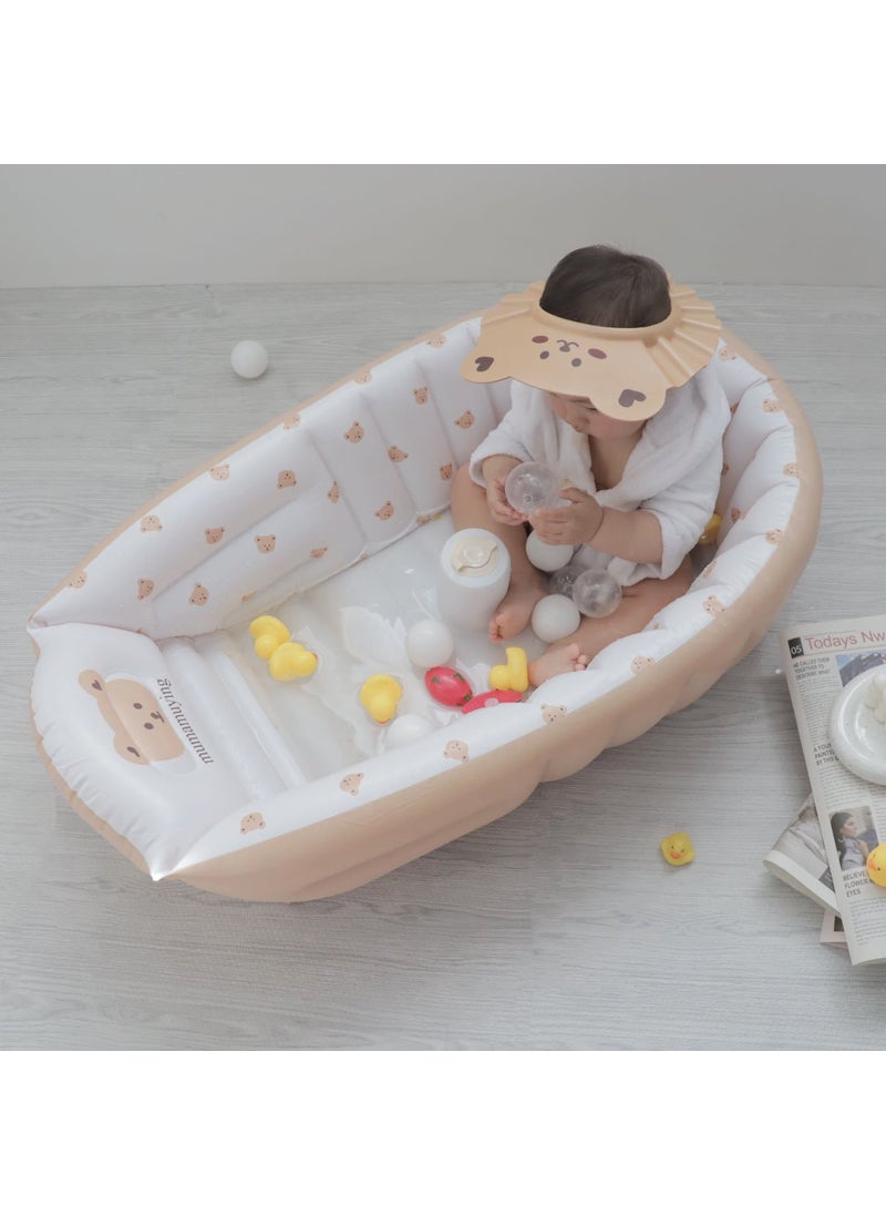 Baby Inflatable Bath Tub Portable Folding Bear tub + shower cap