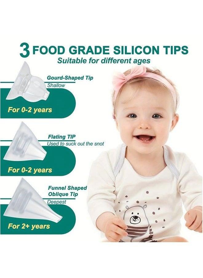 Automatic Baby Nasal Aspirator Vacuum Cleaner For Infant Safety Electric Silent With LED Light Music Rechargeable Nose 3 Tips And 1 Tweezers
