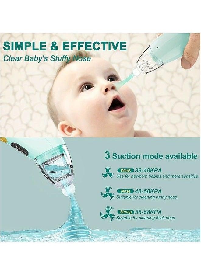 Automatic Baby Nasal Aspirator Vacuum Cleaner For Infant Safety Electric Silent With LED Light Music Rechargeable Nose 3 Tips And 1 Tweezers