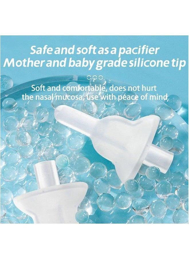 Electric Nasal Aspirator for Baby Safe/Quick/Hygienic Nose Sucker with Suction USB Rechargeable 3 Silicone Heads Cleaner Toddlers Music & Light Soothing Function（Sky Blue)