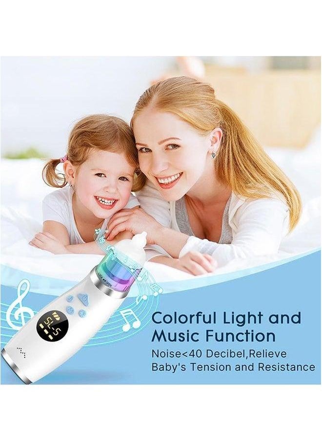 Electric Nasal Aspirator with Music and Light, Waterproof Nose Suction 3 Silicone Tips for Baby, Rechargeable Cleaner Toddler 5 Levels