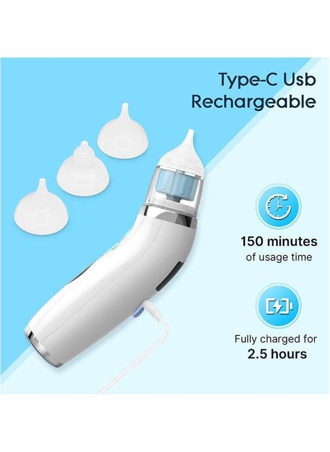 Electric Nasal Aspirator with Music and Light, Waterproof Nose Suction 3 Silicone Tips for Baby, Rechargeable Cleaner Toddler 5 Levels