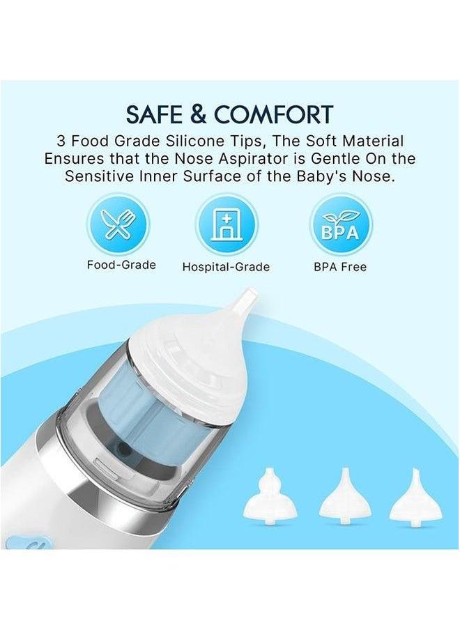 Electric Nasal Aspirator with Music and Light, Waterproof Nose Suction 3 Silicone Tips for Baby, Rechargeable Cleaner Toddler 5 Levels