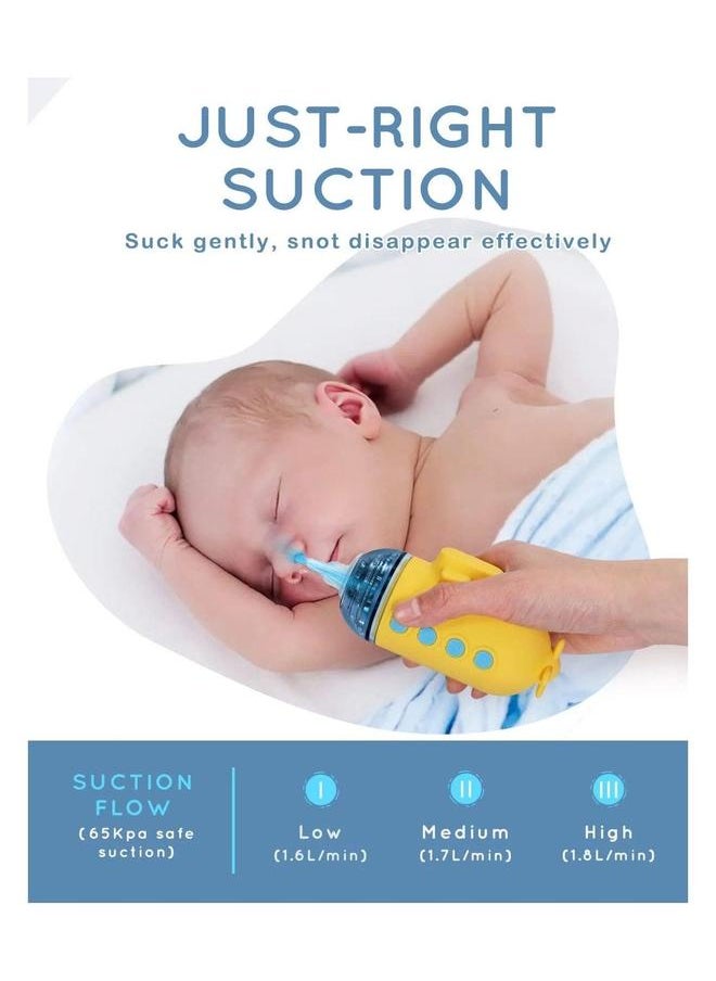 Electric Baby Nasal Aspirator , Rechargeable Sucker with 3 Different Nose Tips, Music, Light .Low Noise, Back-Flow Prevention Cleaner