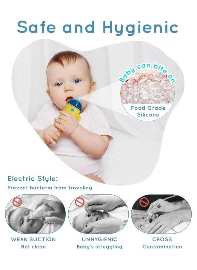Electric Baby Nasal Aspirator , Rechargeable Sucker with 3 Different Nose Tips, Music, Light .Low Noise, Back-Flow Prevention Cleaner
