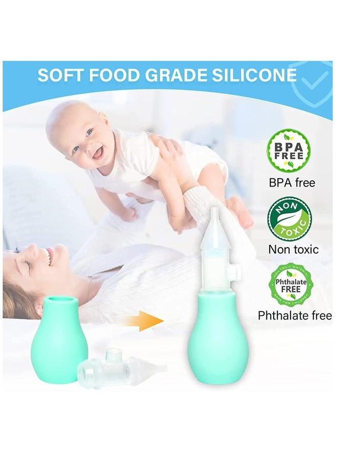Pack Of 2 Silicone Baby Nasal Aspirator, Premium Anti-Backflow Nose Cleaner, Manual Snot Sucker With Carrying Case