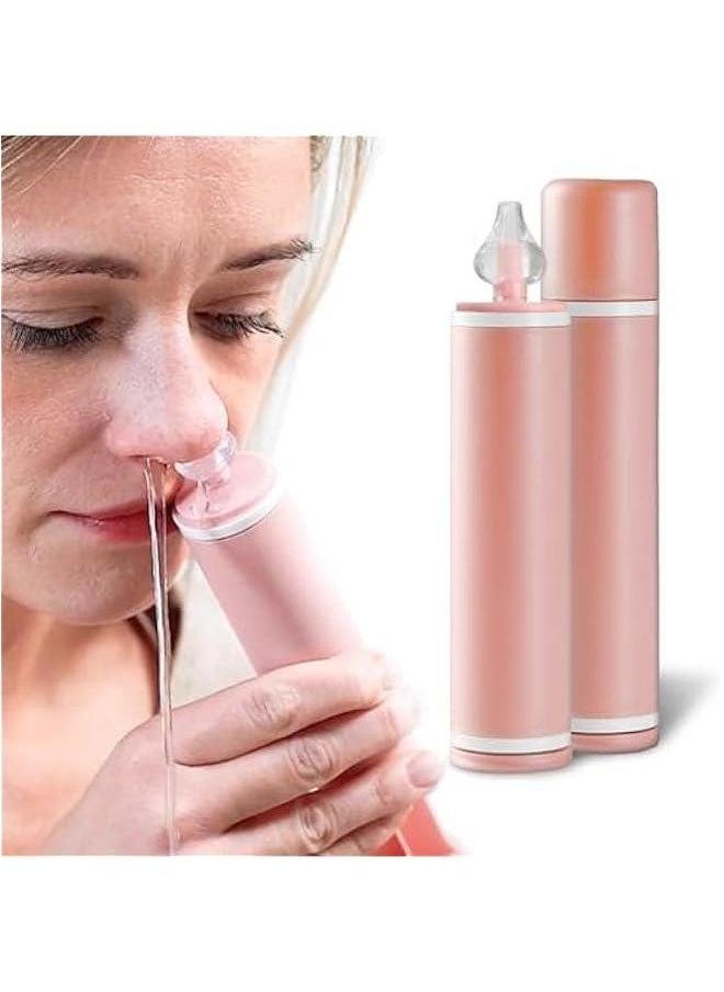 Nasal Aspirator for Baby and Adult - 2Pcs Nose Syringe Cleaner Wash Cleaning All Age, Portable Manual Aspiratior with Personal Case, Easy to Use (Pink)