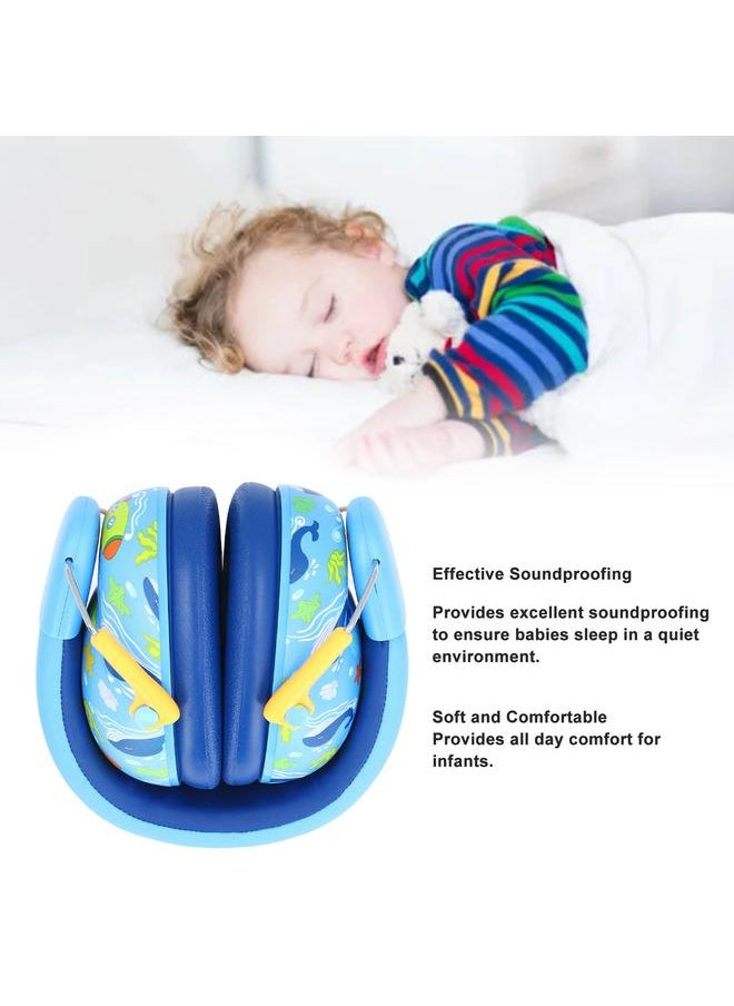 Infant Hearing Protection Earmuff Double Imitation Leather Lining Baby Noise Cancelling Headphones Blue