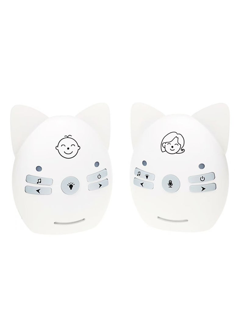 Wireless Audio Baby Monitor Two-way Talk Back Long Range Transmission VOX Mode Night Light Music Play Volume Adjustment Dual Power Supply