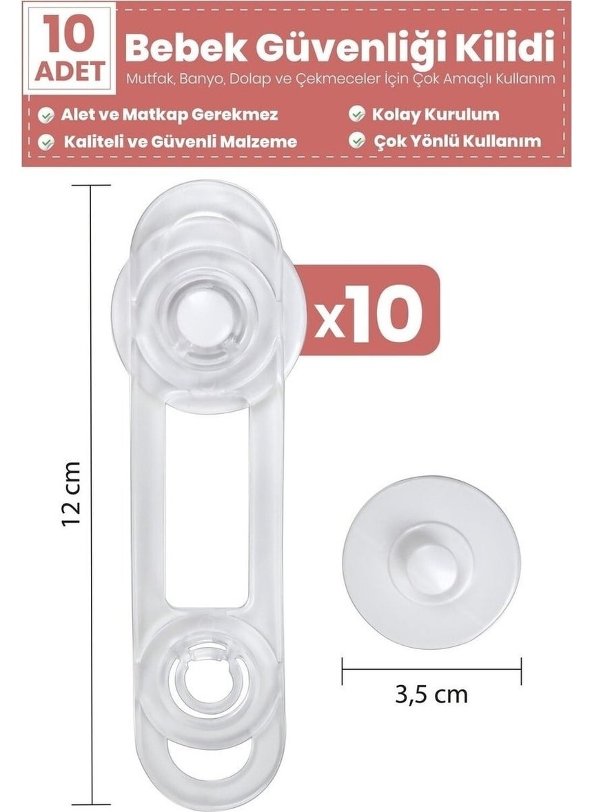 10 Pcs Child Drawer Lock and Cabinet Lock Baby Safety Protection Lock Protective Lock 10 Pcs