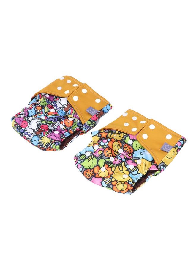 2pcs Cloth Diapers 6 Layer Structure Washable Reusable Elastic Waistband PUL Material Breathable Toddler Diapers