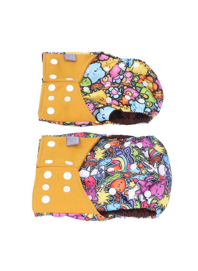 2pcs Cloth Diapers 6 Layer Structure Washable Reusable Elastic Waistband PUL Material Breathable Toddler Diapers
