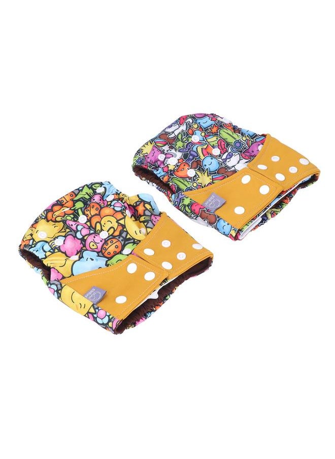 2pcs Cloth Diapers 6 Layer Structure Washable Reusable Elastic Waistband PUL Material Breathable Toddler Diapers