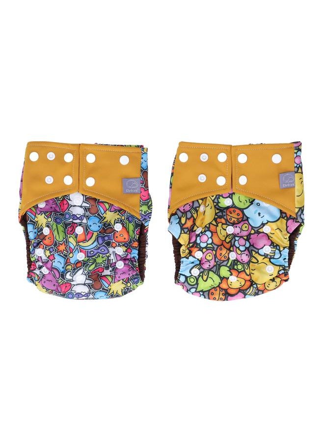 2pcs Cloth Diapers 6 Layer Structure Washable Reusable Elastic Waistband PUL Material Breathable Toddler Diapers