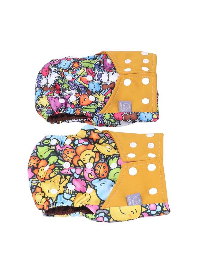 2pcs Cloth Diapers 6 Layer Structure Washable Reusable Elastic Waistband PUL Material Breathable Toddler Diapers