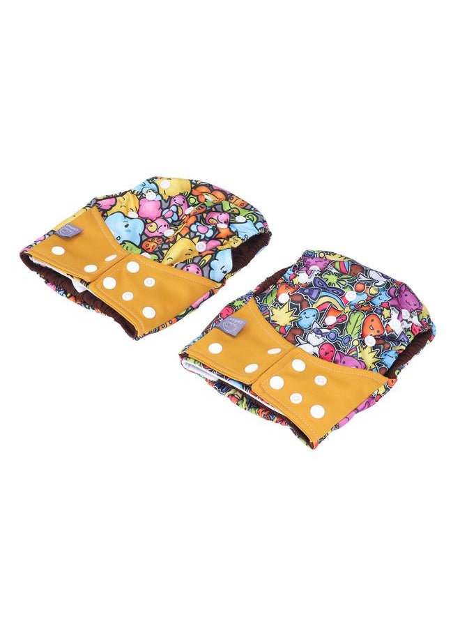 2pcs Cloth Diapers 6 Layer Structure Washable Reusable Elastic Waistband PUL Material Breathable Toddler Diapers