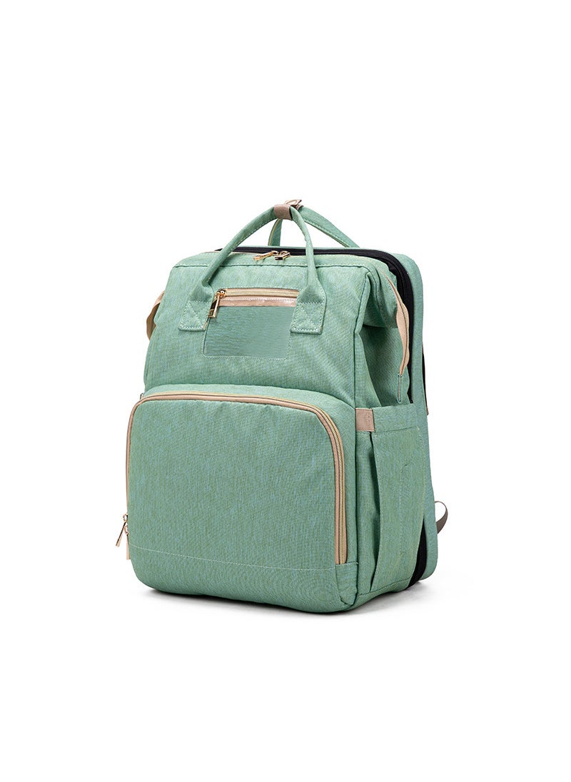 New Portable Folding Bed Mother-Baby Multifunctional Large Capacity Waterproof Double-Shoulder Bag Motorcycle Equipment Accessor Light green