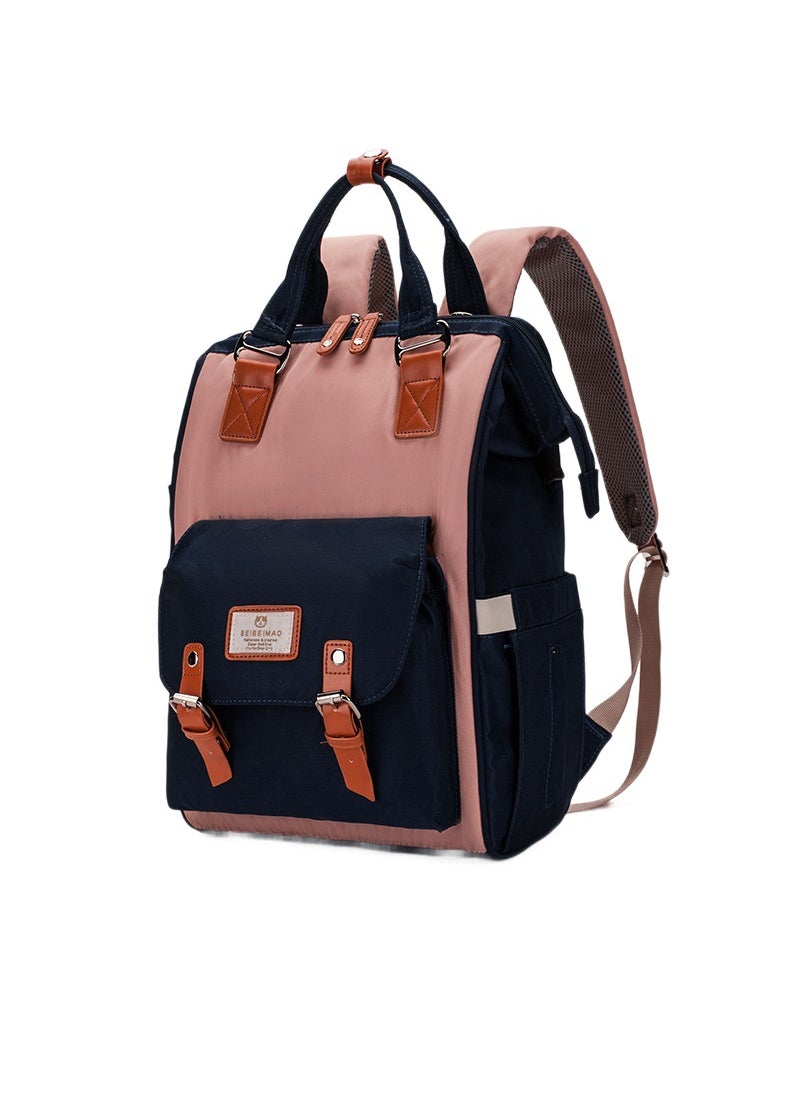 New Fashionable Multifunctional Waterproof Lightweight Large Capacity Mommy Bag Dual Shoulder Bag For Outdoors Casual Travel Donut dark blue pink
